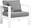 Nizuc Grey Waterproof Fabric Outdoor Patio Aluminum Arm Chair