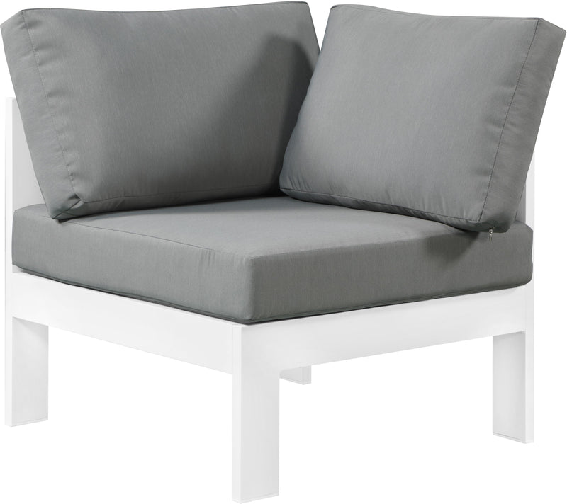 Nizuc Grey Waterproof Fabric Outdoor Patio Aluminum Corner Chair