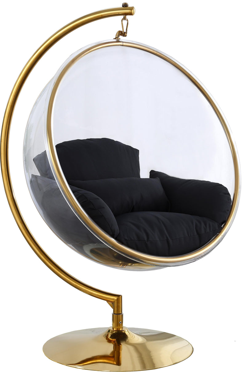 Luna Black Fabric Acrylic Swing Bubble Accent Chair (2 Boxes)