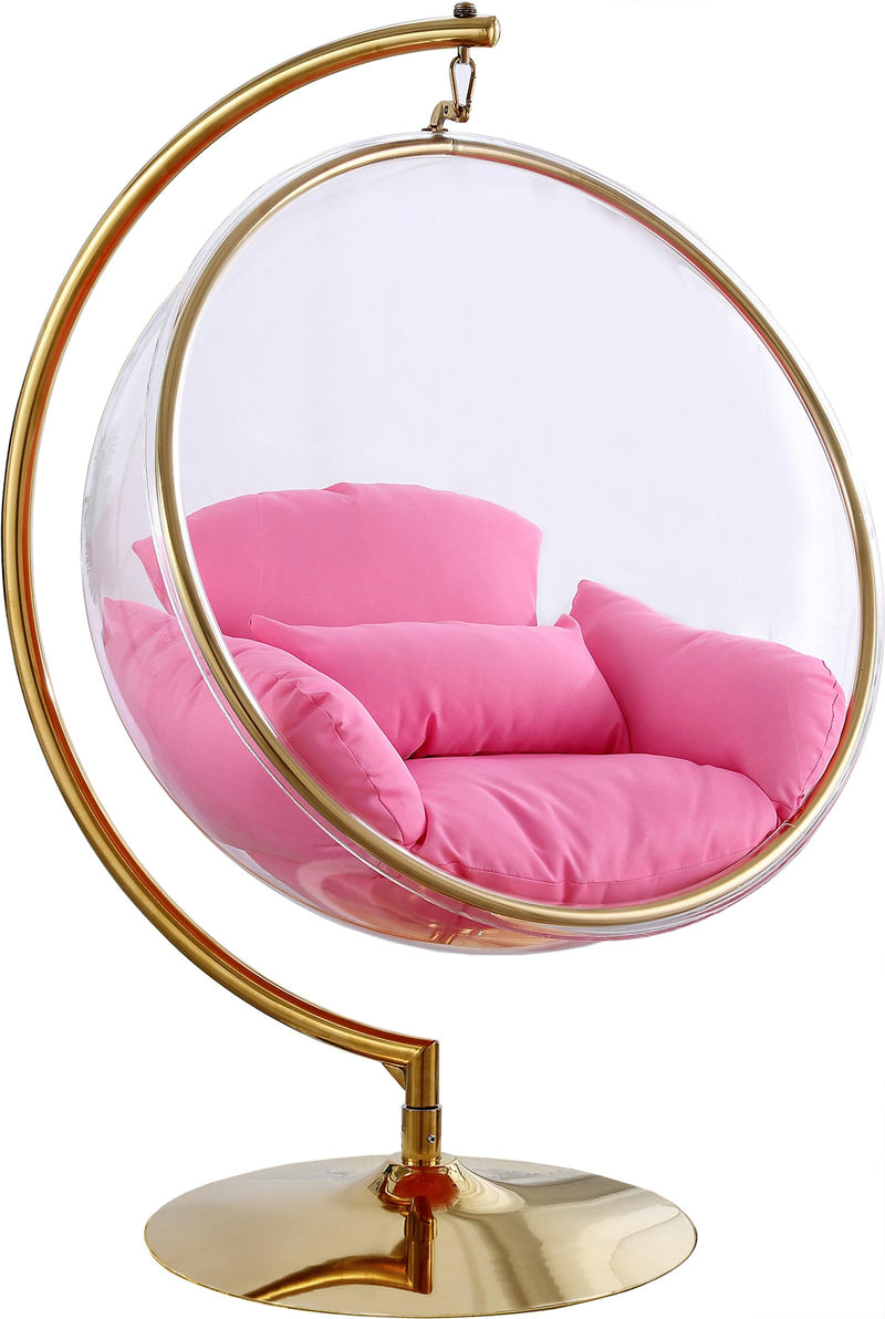 Luna Pink Fabric Acrylic Swing Bubble Accent Chair (2 Boxes)