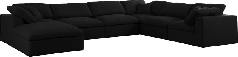 Serene Black Linen Fabric Deluxe Cloud Modular Sectional