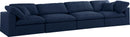 Serene Navy Linen Fabric Deluxe Cloud Modular Sofa
