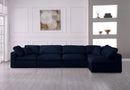 Serene Navy Linen Fabric Deluxe Cloud Modular Sectional