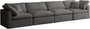Plush Grey Velvet Standard Cloud Modular Sofa