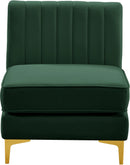 Alina Green Velvet Armless Chair