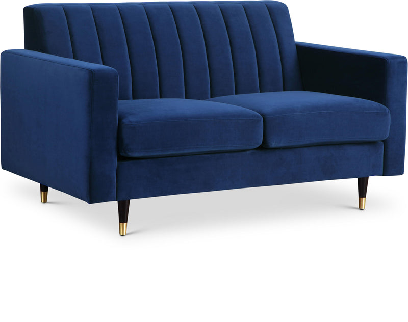 Lola Navy Velvet Loveseat