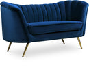 Margo Navy Velvet Loveseat