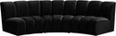 Infinity Black Velvet 3pc. Modular Sectional