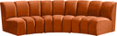 Infinity Cognac Velvet 3pc. Modular Sectional