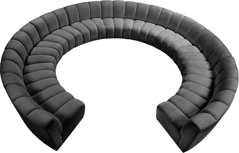 Infinity Grey Velvet 11pc. Modular Sectional