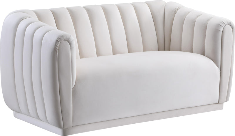 Dixie Cream Velvet Loveseat