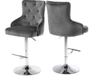 Claude Grey Velvet Adjustable Stool