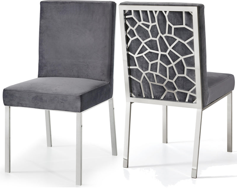 Opal Grey Velvet Dining Chair