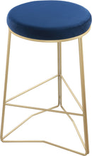Tres Navy Velvet Counter Stool