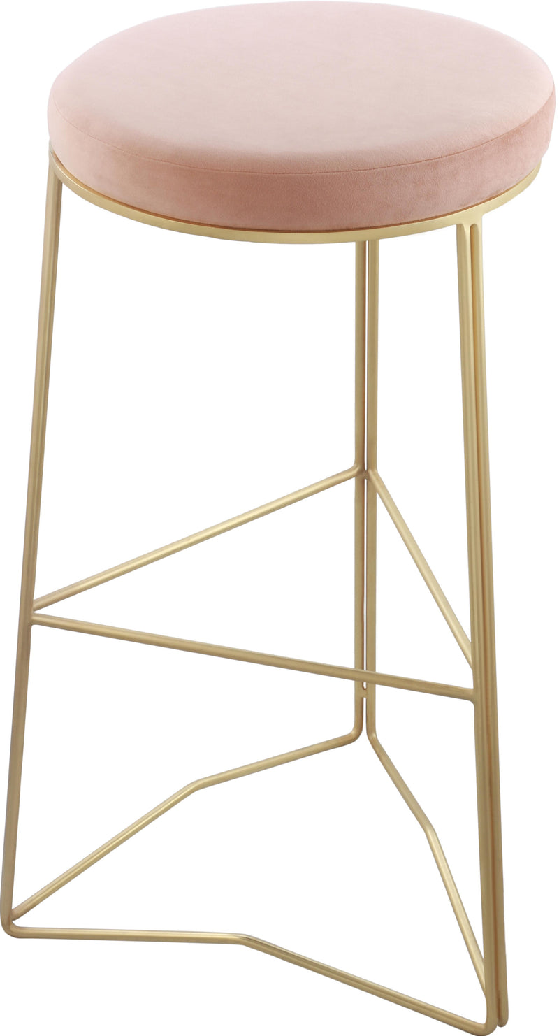 Tres Pink Velvet Bar Stool