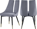 Sleek Grey Velvet Dining Chair