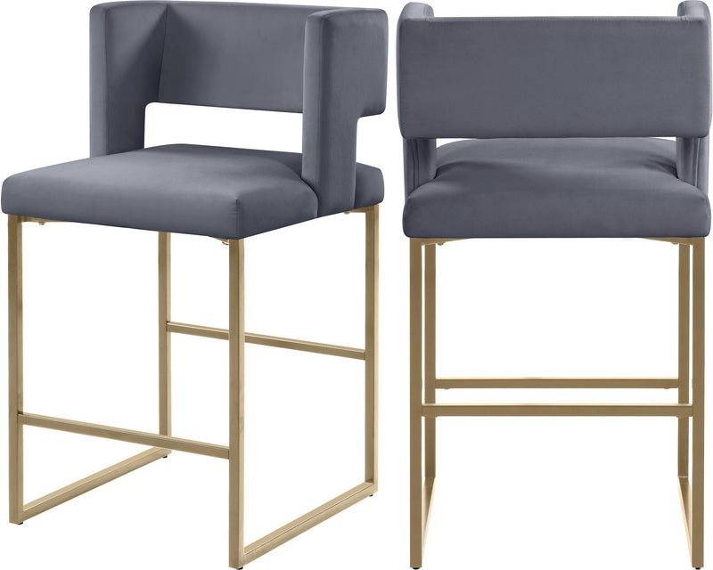 Caleb Grey Velvet Counter Stool
