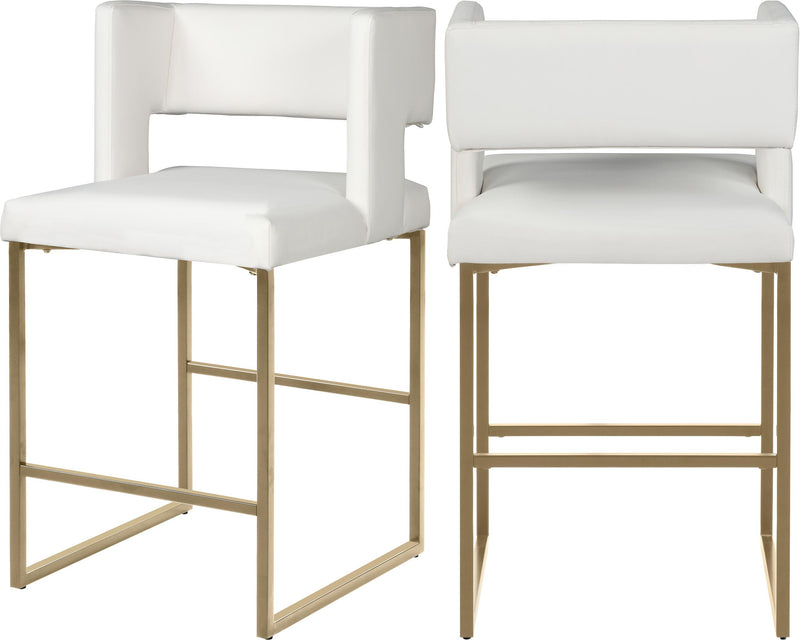 Caleb White Faux Leather Counter Stool