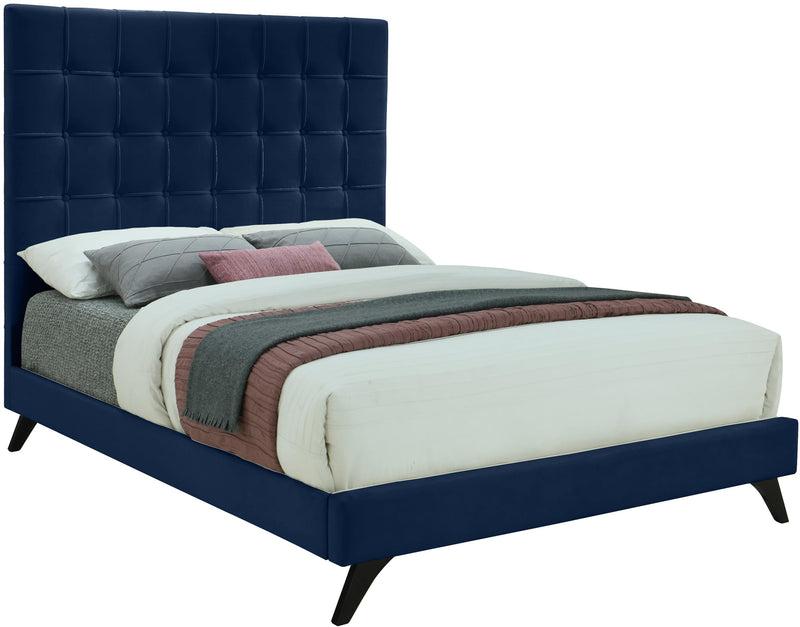 Elly Navy Velvet Full Bed