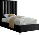 Enzo Black Velvet Twin Bed