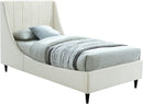 Eva Cream Velvet Twin Bed