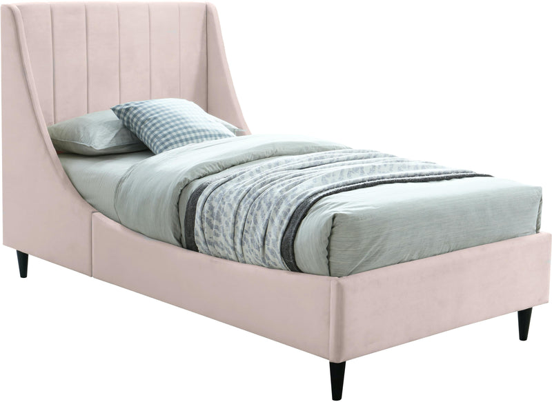 Eva Pink Velvet Twin Bed