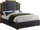 Hugo Grey Velvet Queen Bed