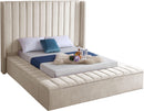 Kiki Cream Velvet King Bed (3 Boxes)