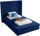 Kiki Navy Velvet Twin Bed (3 Boxes)