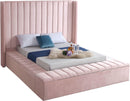 Kiki Pink Velvet Queen Bed (3 Boxes)