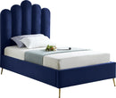 Lily Navy Velvet Twin Bed