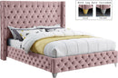 Savan Pink Velvet King Bed