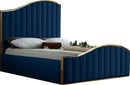 Jolie Navy Velvet Queen Bed (3 Boxes)