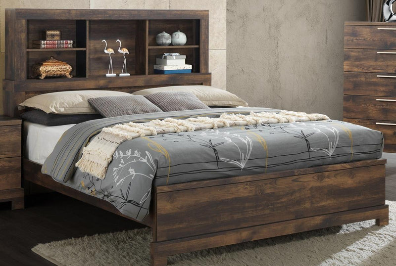 New Classic Furniture Campbell California King Bookcase Bed in Ranchero