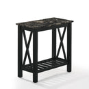 EDEN CHAIRSIDE TABLE-BLACK W/FAUX MARBLE TOP