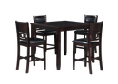 GIA 5PC 42" SQUARE COUNTER TABLE & 4 CHAIRS-EBONY