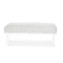 MARILYN UPHOLSTERED WHITE GLAM FAUX FUR BENCH