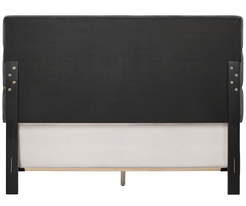 Pulaski ACH All-In-One Queen Horizontally Channeled Upholstered Bed in Grey