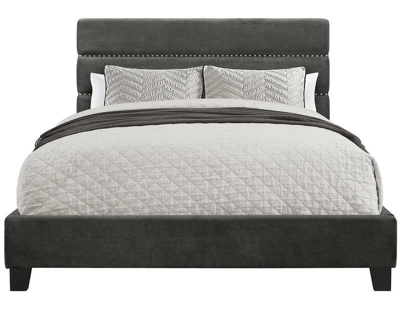Pulaski ACH All-In-One Queen Horizontally Channeled Upholstered Bed in Grey