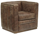 Pulaski Channel Tufted Sheltered Leather Chair in Mocha Brown