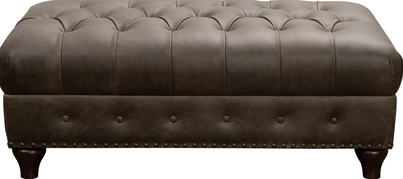 Pulaski Charlie Leather Cocktail Ottoman in Heritage Brown