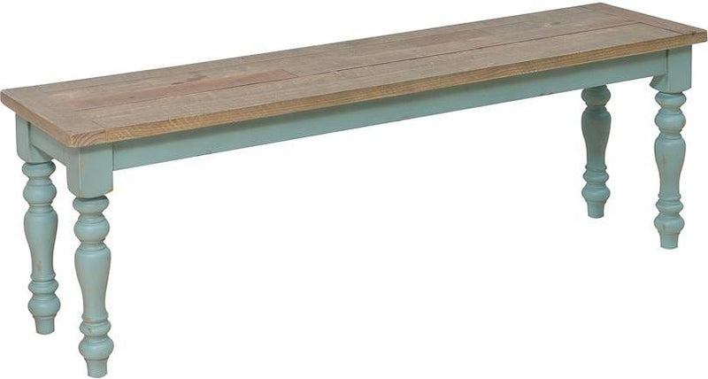 Pulaski Farmhouse Dining Bench in Distressed Blue