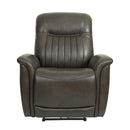 Pulaski Leather Curved Arm Power Recliner in El Paso Brown