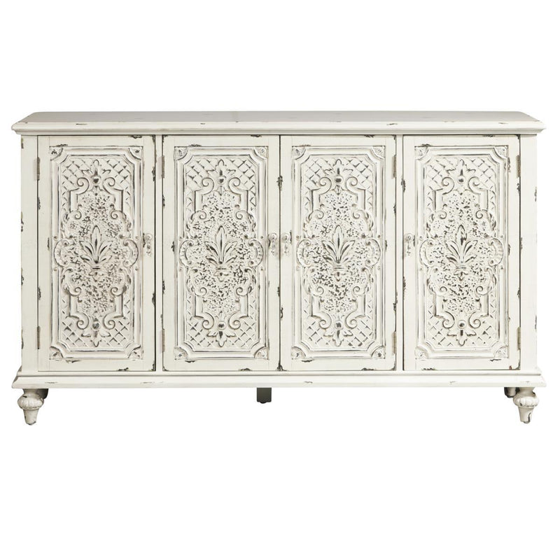 Pulaski Ornate Four Door White Credenza