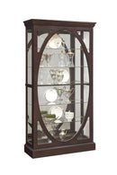 Pulaski Oval-Framed Sliding 5 Shelf Curio Cabinet in Sable Brown