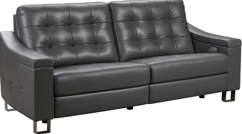 Pulaski Parker Leather Reclining Sofa in Supple Gray
