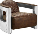 Pulaski Riveted Leather Aviation Arm Chair in Barrel Brown
