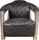 Pulaski Riveted Leather Aviation Arm Chair in Charcoal Black