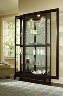 Pulaski Chocolate Cherry Two Way Sliding Door Curio