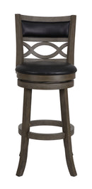Manchester 29" Bar Stool W/Black Pu Cushions-Gray